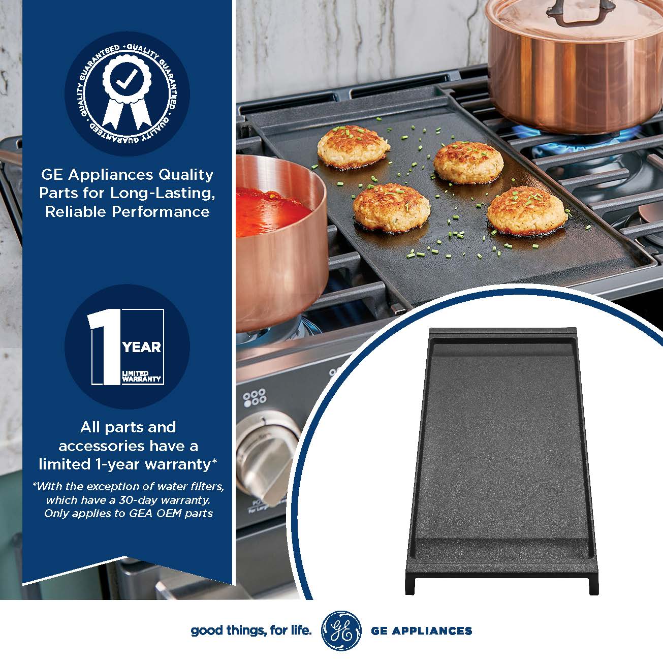 Ge Appliances WB31X24738 Non-Stick Aluminum Griddle