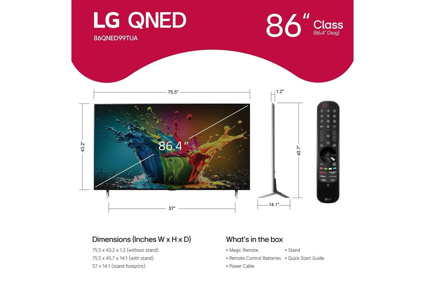 Lg 86QNED99TUA 86 Inch Class QNED MiniLED QNED99T 8K Smart TV 2024