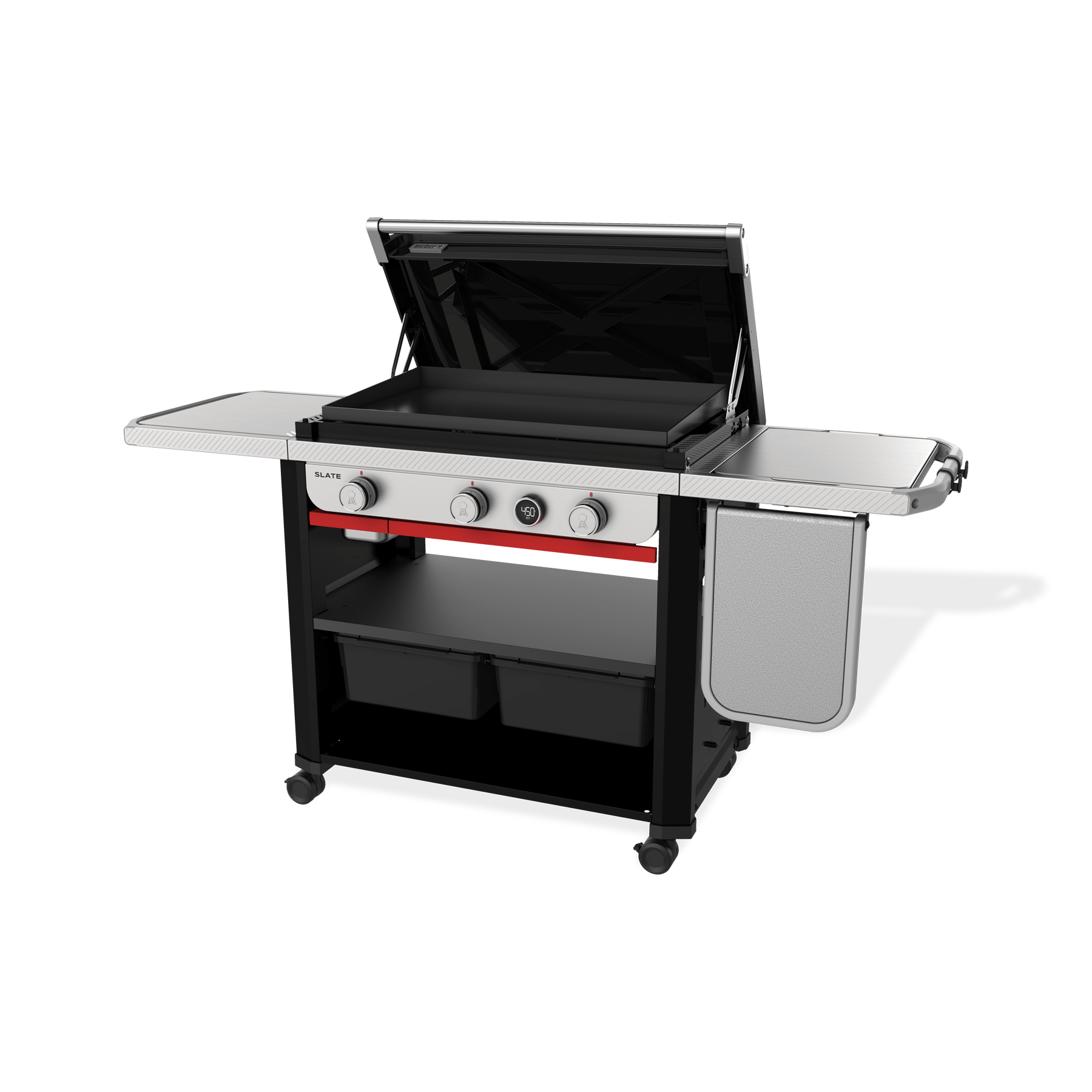 Weber 1500013 Slate® 30" Rust-Resistant Griddle with Extendable Side Table (Liquid Propane) - Black