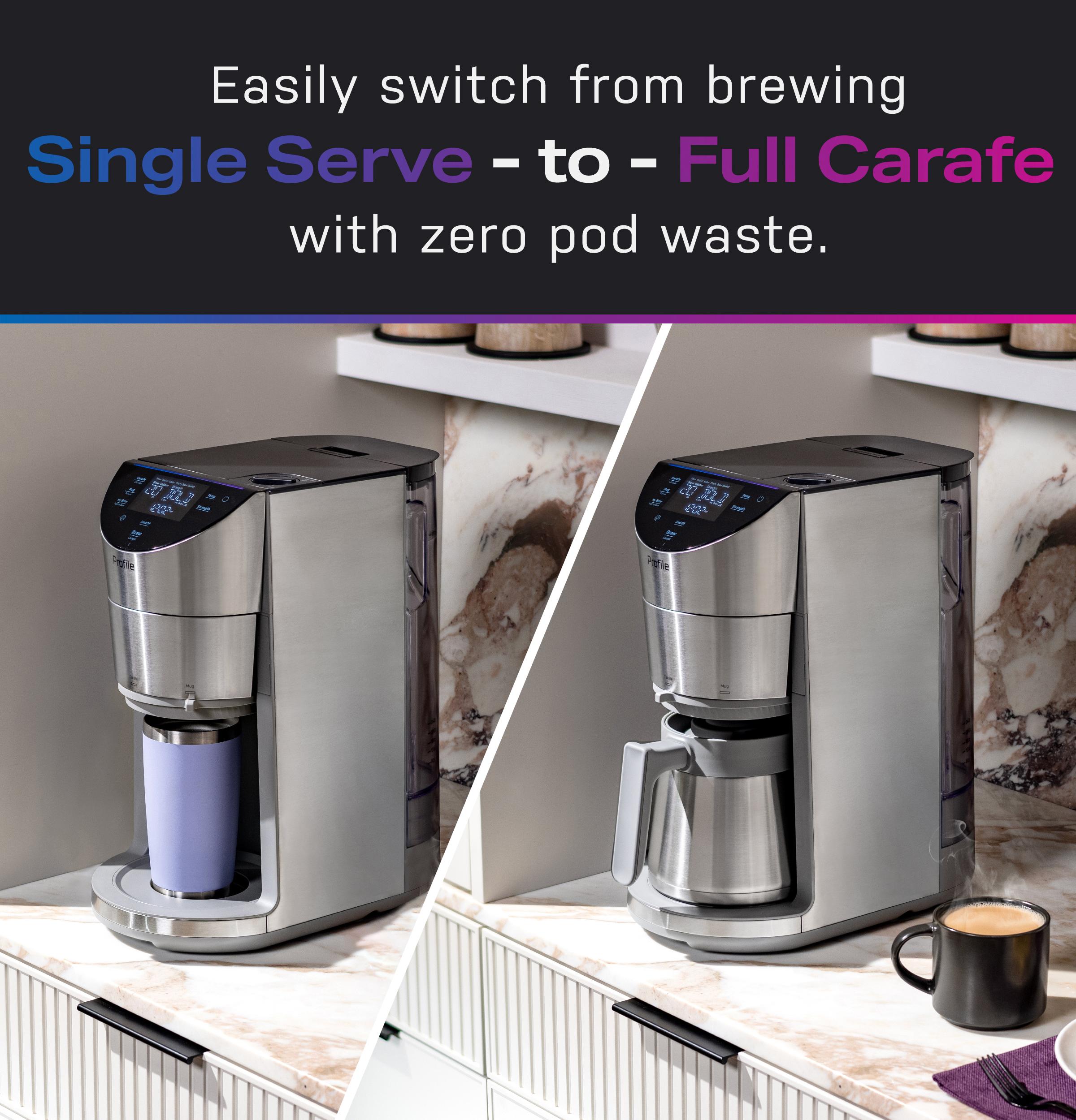 P7CGAAS6TBB GE Profile™ Smart Grind and Brew Coffee Maker with Podless Single Serve