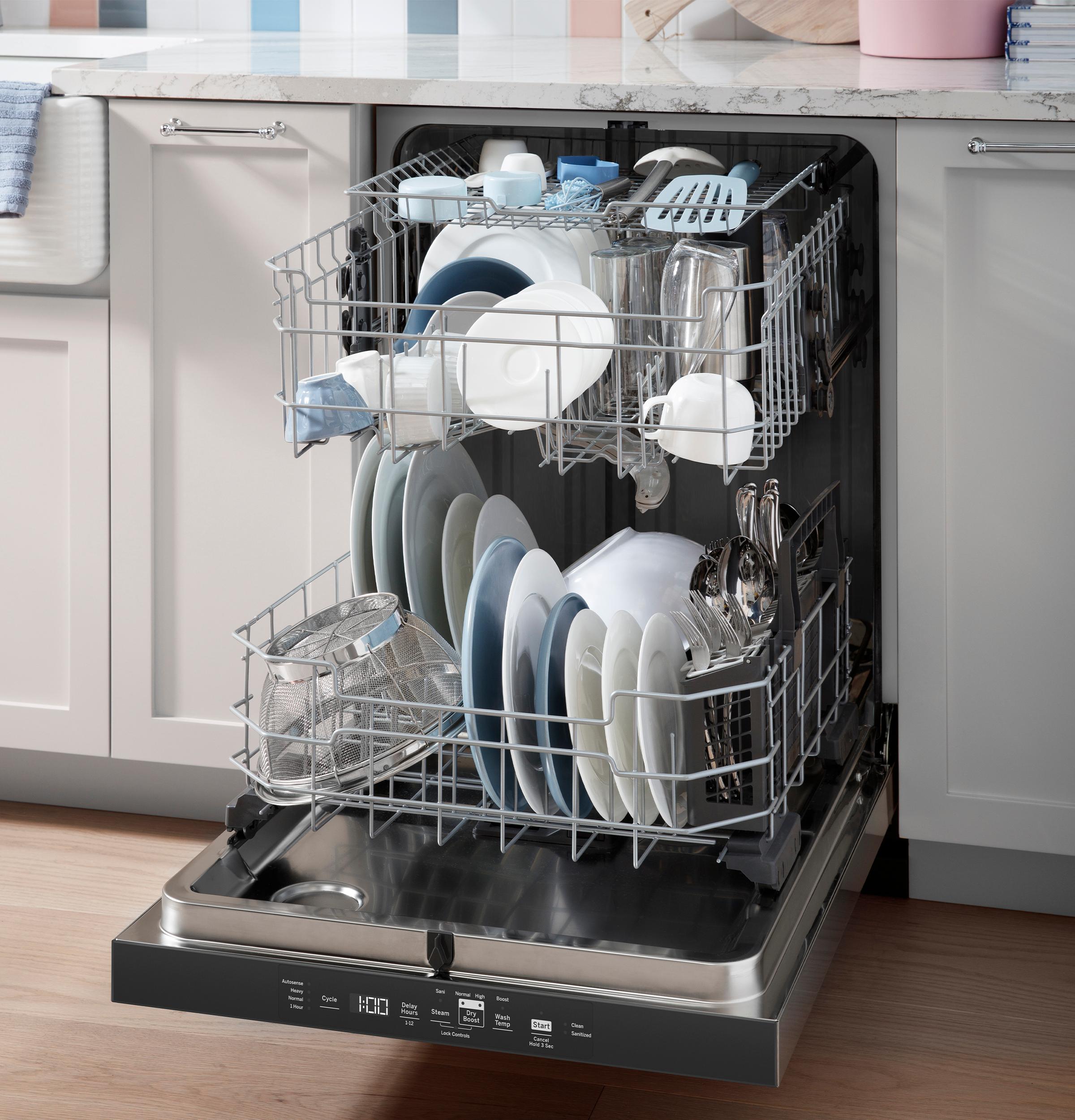 GDT595HYYFS GE® ENERGY STAR® Top Control Hybrid Tub Dishwasher with Third Rack, Bottle Jets, Dry Boost & 50 dBA
