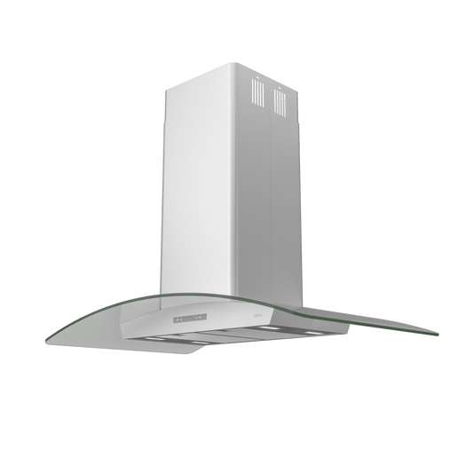 Zephyr ZMLE42CG Milano Connect Island, 42in, SS+Glass, LED, ACT