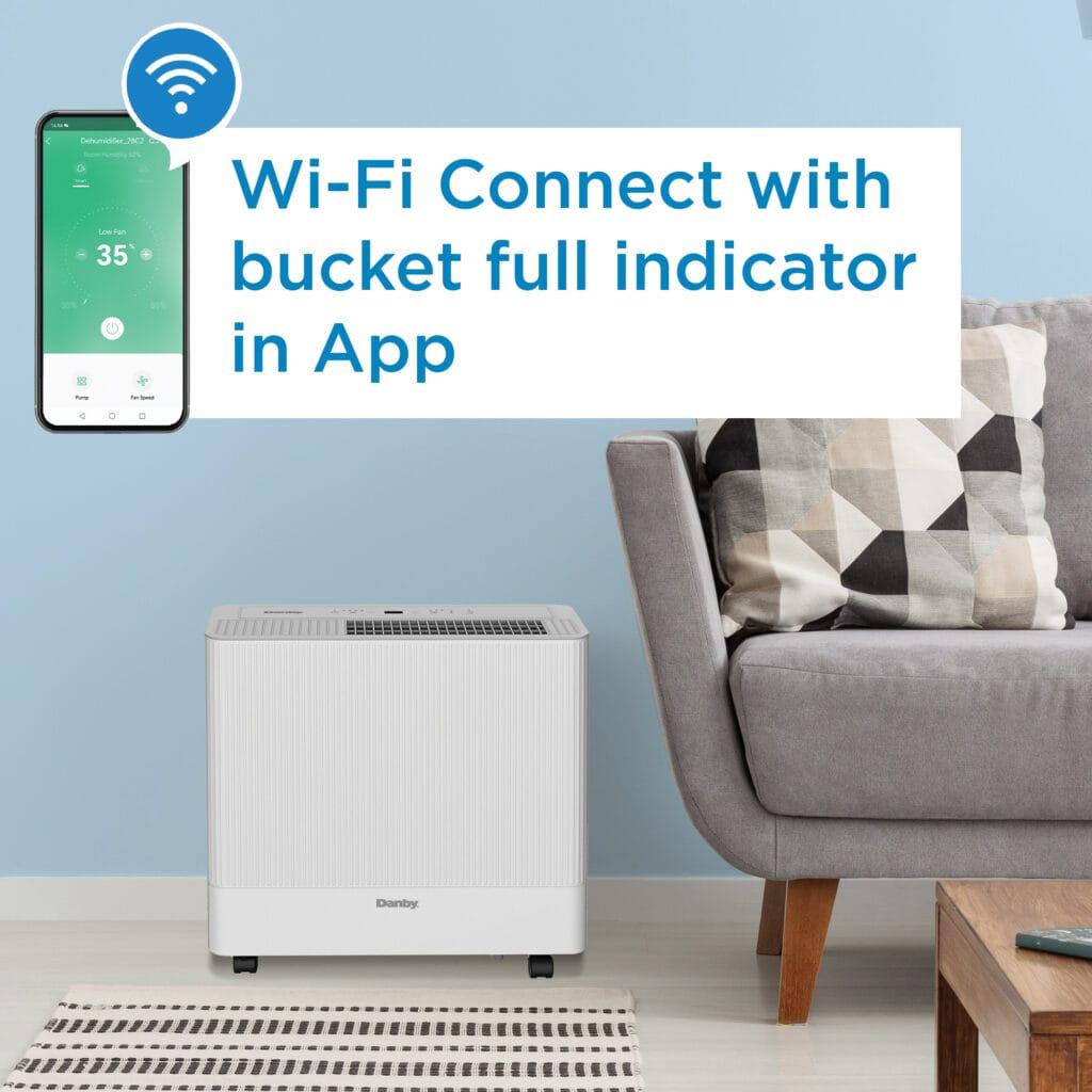 DDR050BSPWDB Danby 50-Pint Dehumidifier with Pump & Wi-Fi in White