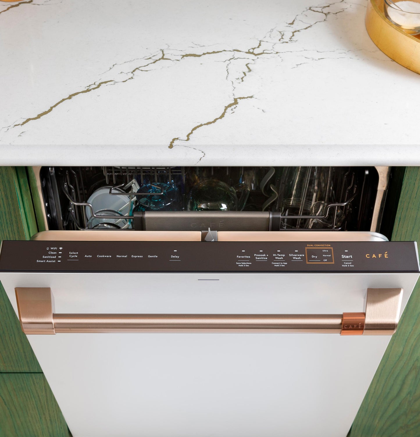 Cafe CDT858P4VW2 CAF(EBACK)™ CustomFit ENERGY STAR Stainless Interior Smart Dishwasher with Ultra Wash Top Rack and Dual Convection Ultra Dry, 44 dBA