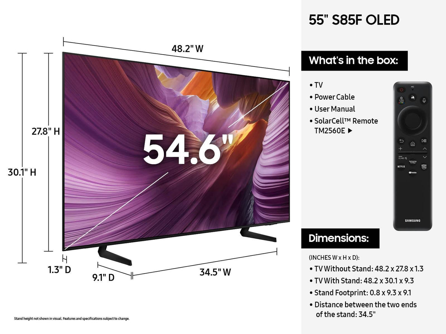 Samsung QN55S85FAFXZA 55" Class OLED S85F 4K Samsung Vision AI Smart TV (2025)