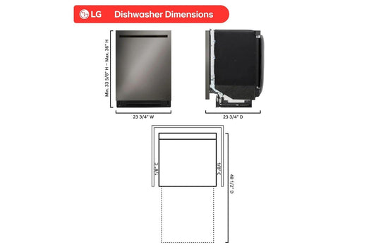 Lg LDNPH753D Smart FlushFit™ Top Control Dishwasher with 1-Hour Wash & Dry, QuadWash® Pro, TrueSteam® and Dynamic Heat Dry™ w/AutoVent Dry™