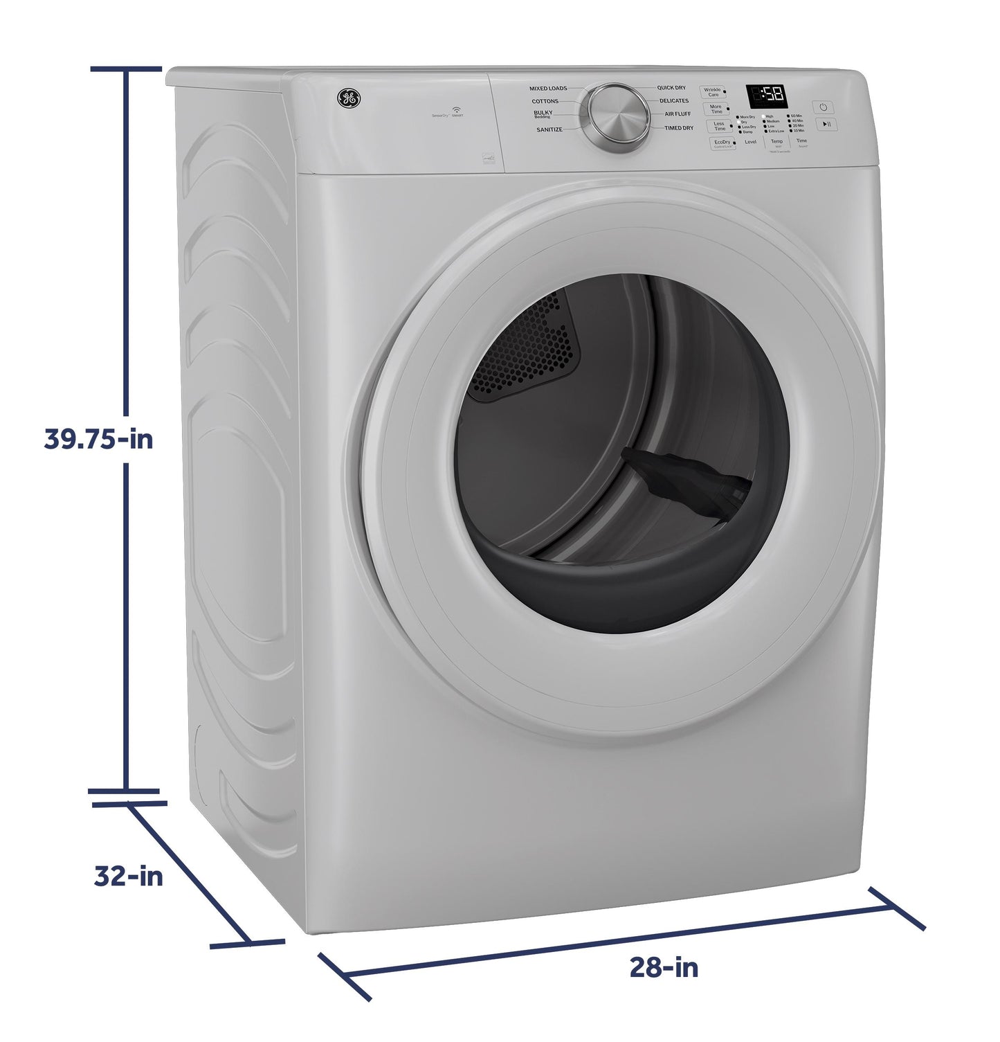 GFD35GSSYWW GE® ENERGY STAR® 7.8 cu. ft. Capacity Smart Front Load Gas Dryer