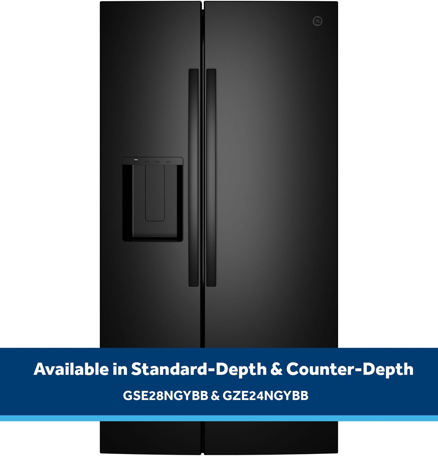 GZE24NGYBB GE® ENERGY STAR® 23.6 Cu. Ft. Counter-Depth Side-By-Side Refrigerator with Extra Tall Dispenser and In-Door Icemaker