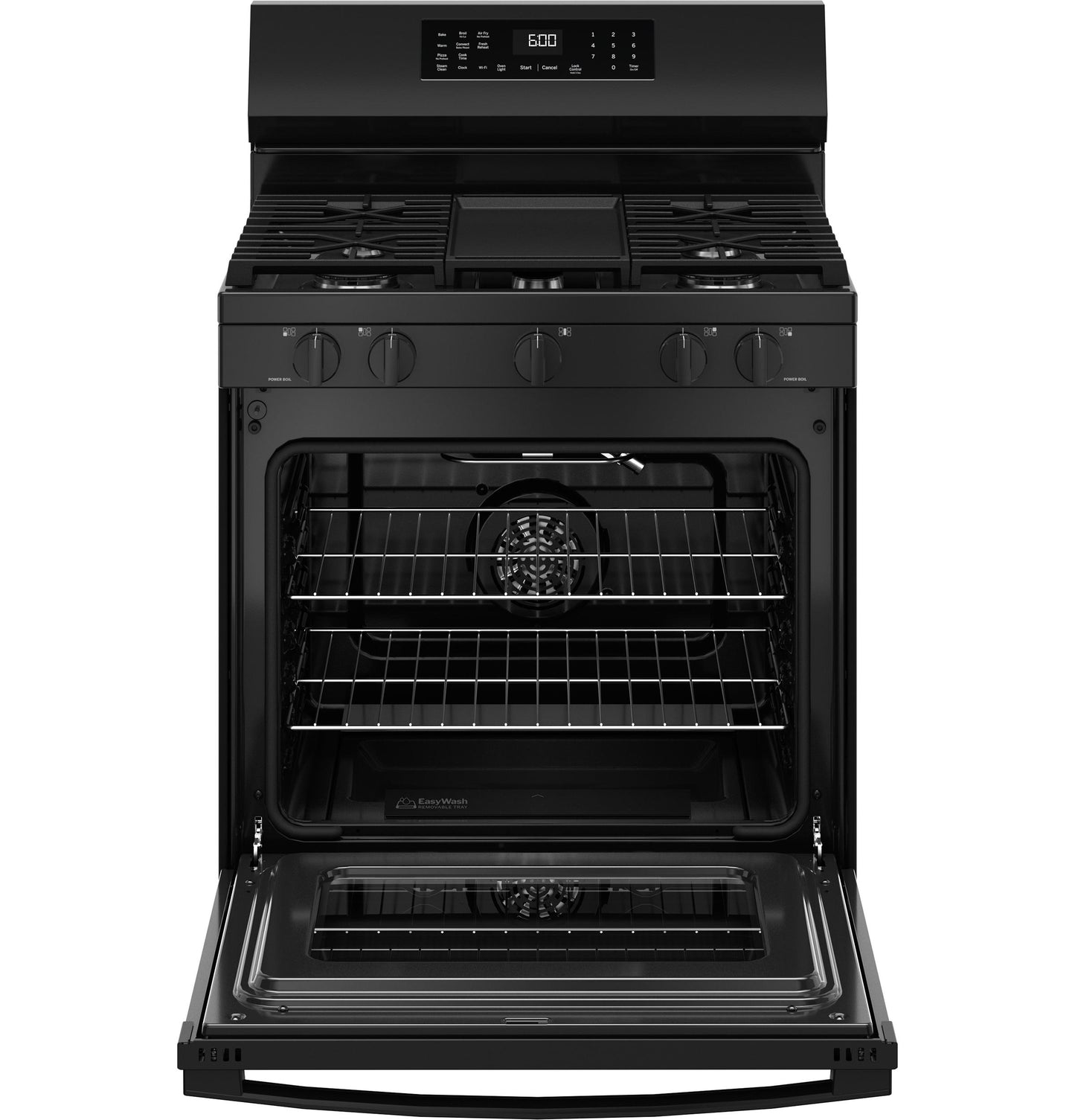 GGF600AVBB GE® 30" Free-Standing Gas Convection Range with No Preheat Air Fry and EasyWash™ Oven Tray