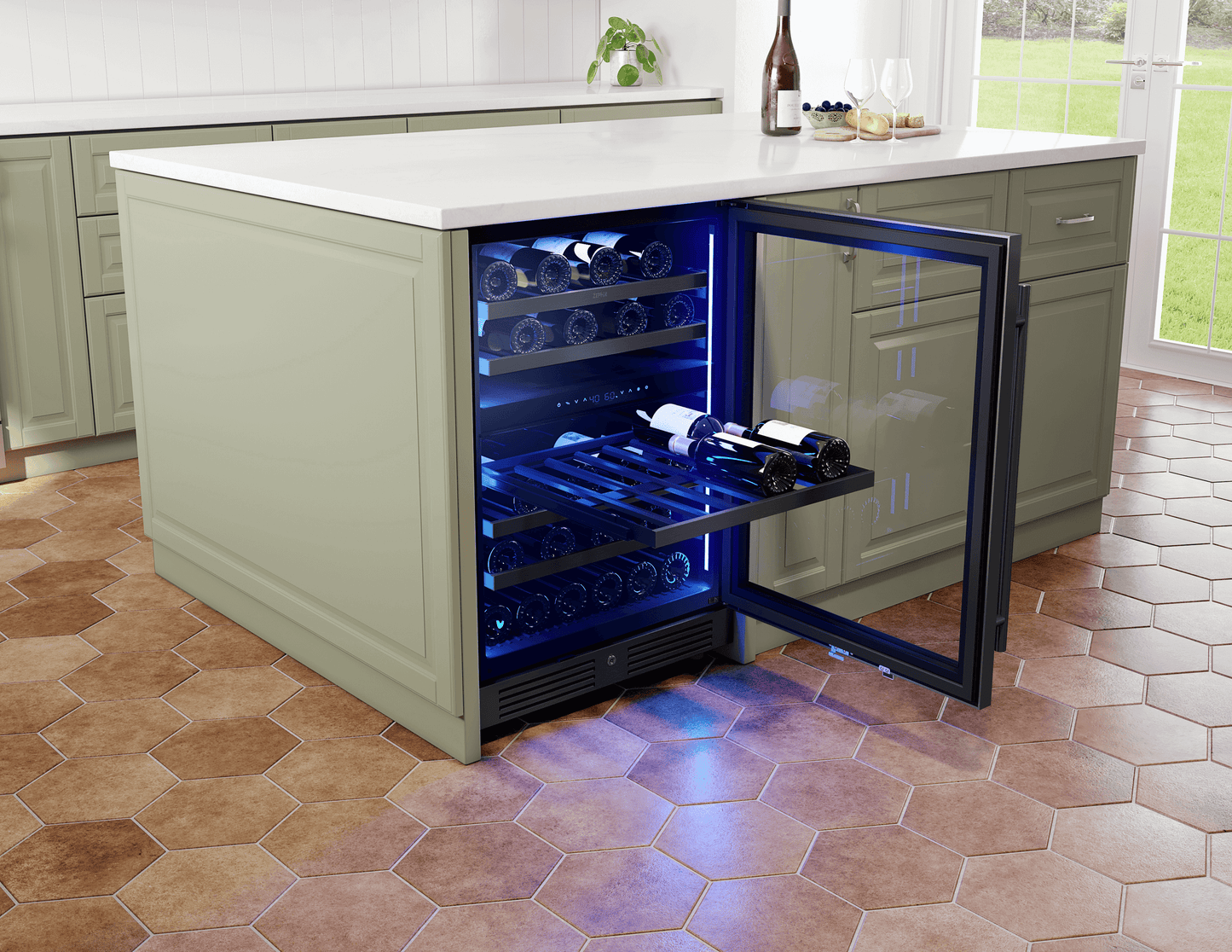 Zephyr PRW24C02CBSG Presrv Wine Cooler, 24in UC, Blk SS+Gls,Rvs Dr, 2Z
