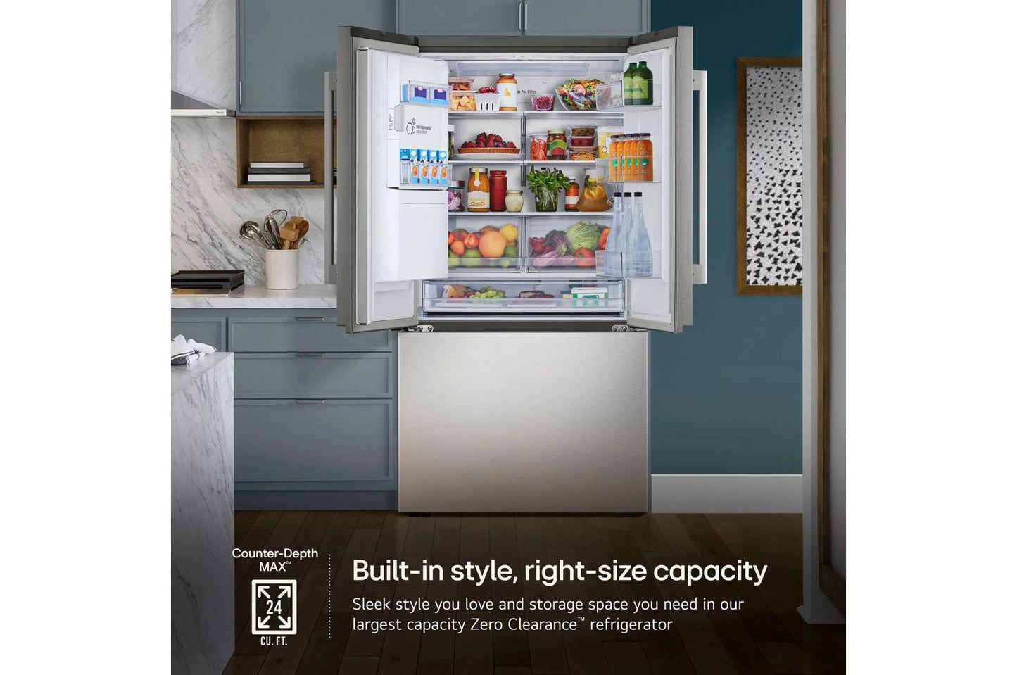 Lg LF24Z6330S 24 cu. ft. Counter-Depth MAX™ with Zero Clearance™ 3-Door French Door Refrigerator