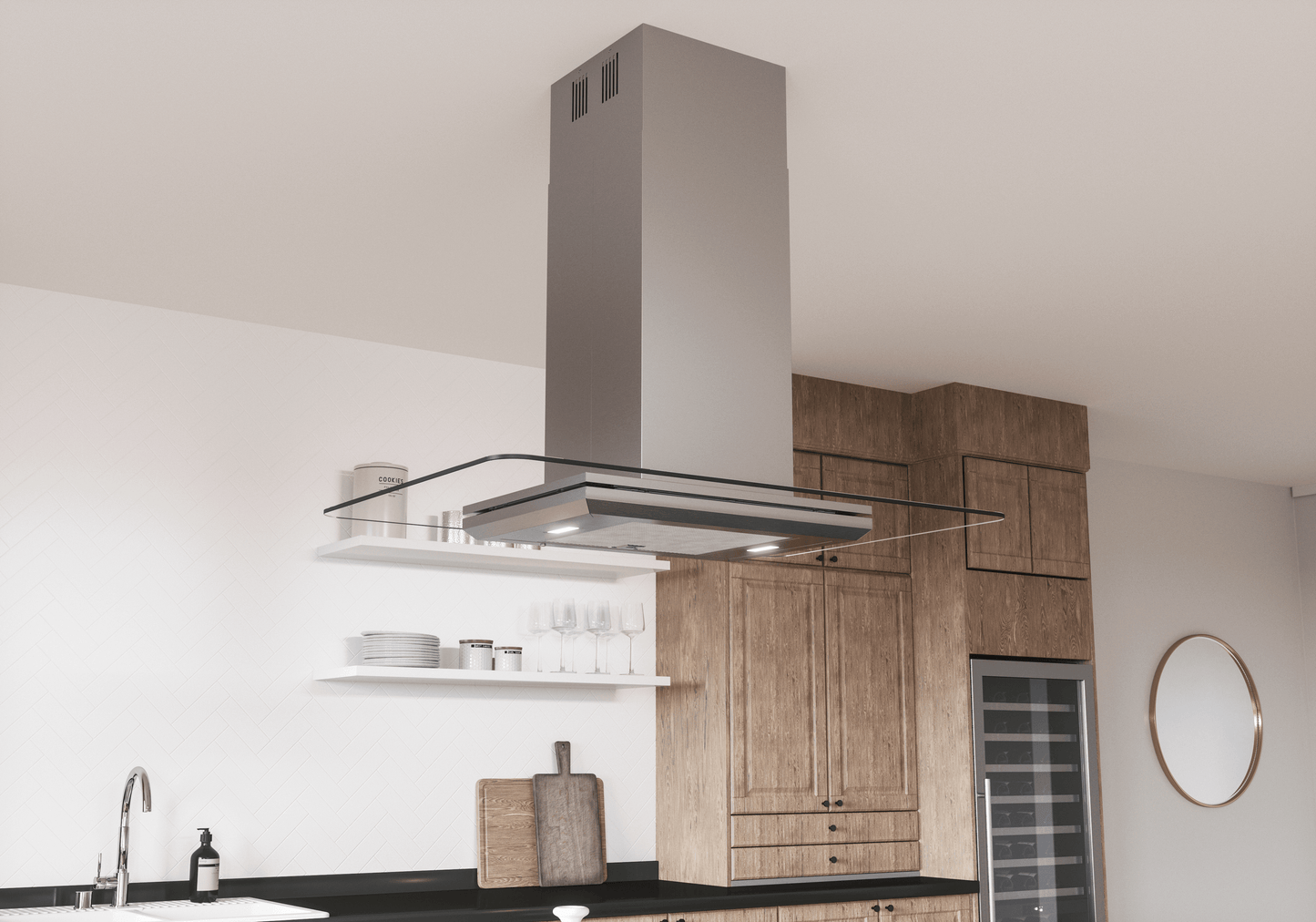 Zephyr ZVNM90BG Verona, Island, 90cm, SS+Glass, LED, ACT