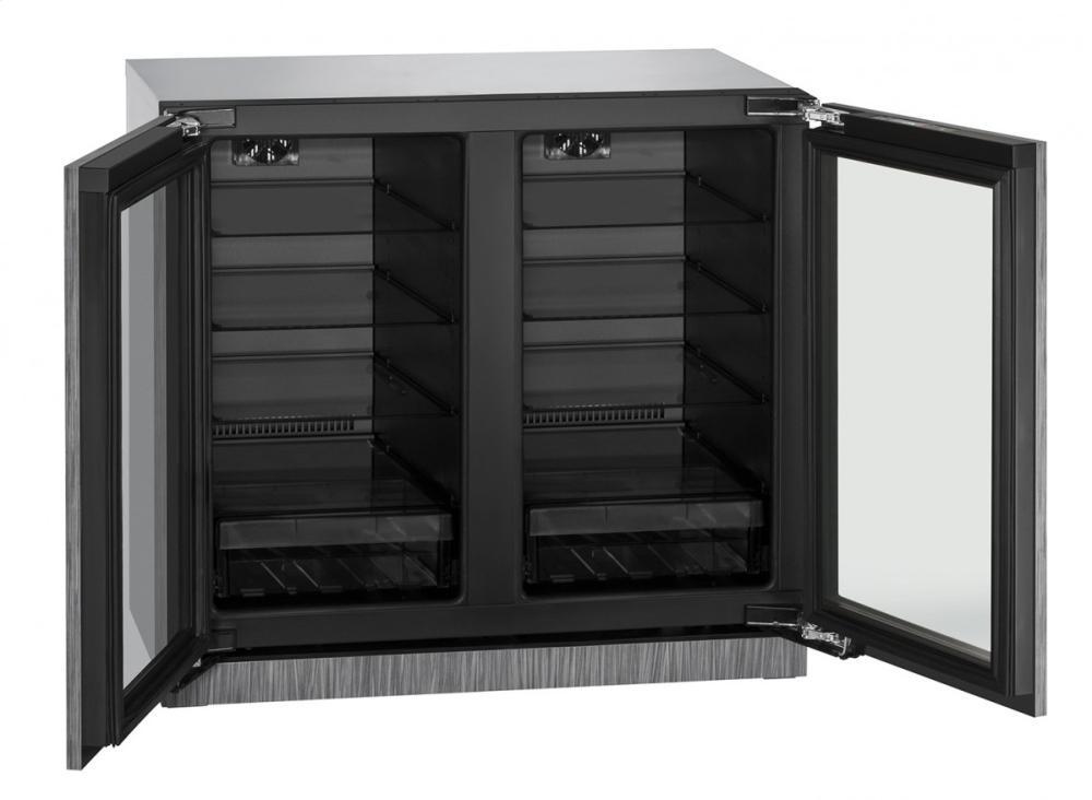 U-Line U3036RRGLINT00A 36" Glass Door Refrigerator Integrated Frame Double Doors
