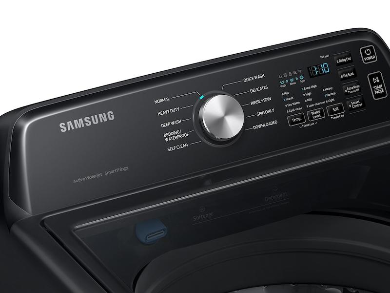 Samsung 4.7 cu. ft. Large Capacity Smart Top Load Washer with Active WaterJet in Brushed Black