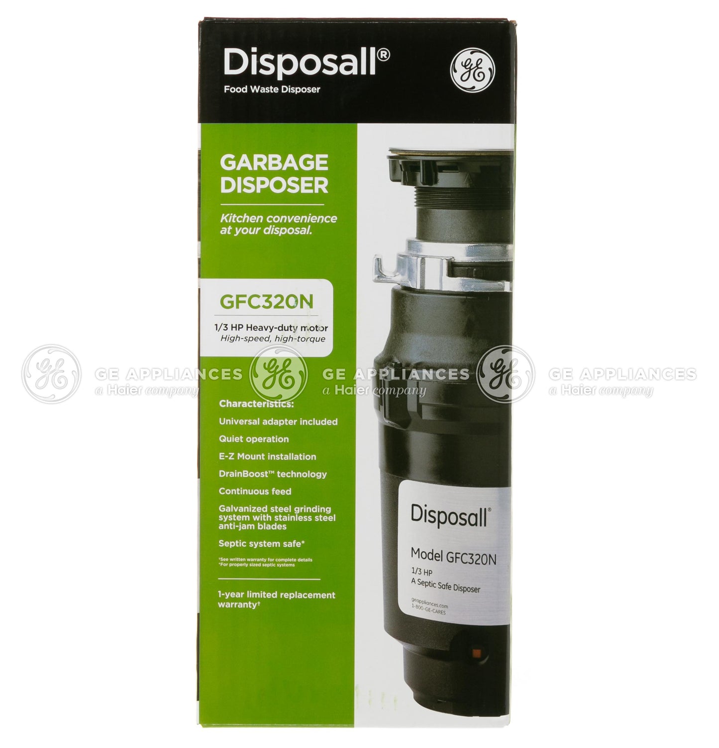 GFC320N GE DISPOSALL® 1/3 HP Continuous Feed Garbage Disposer Non-Corded