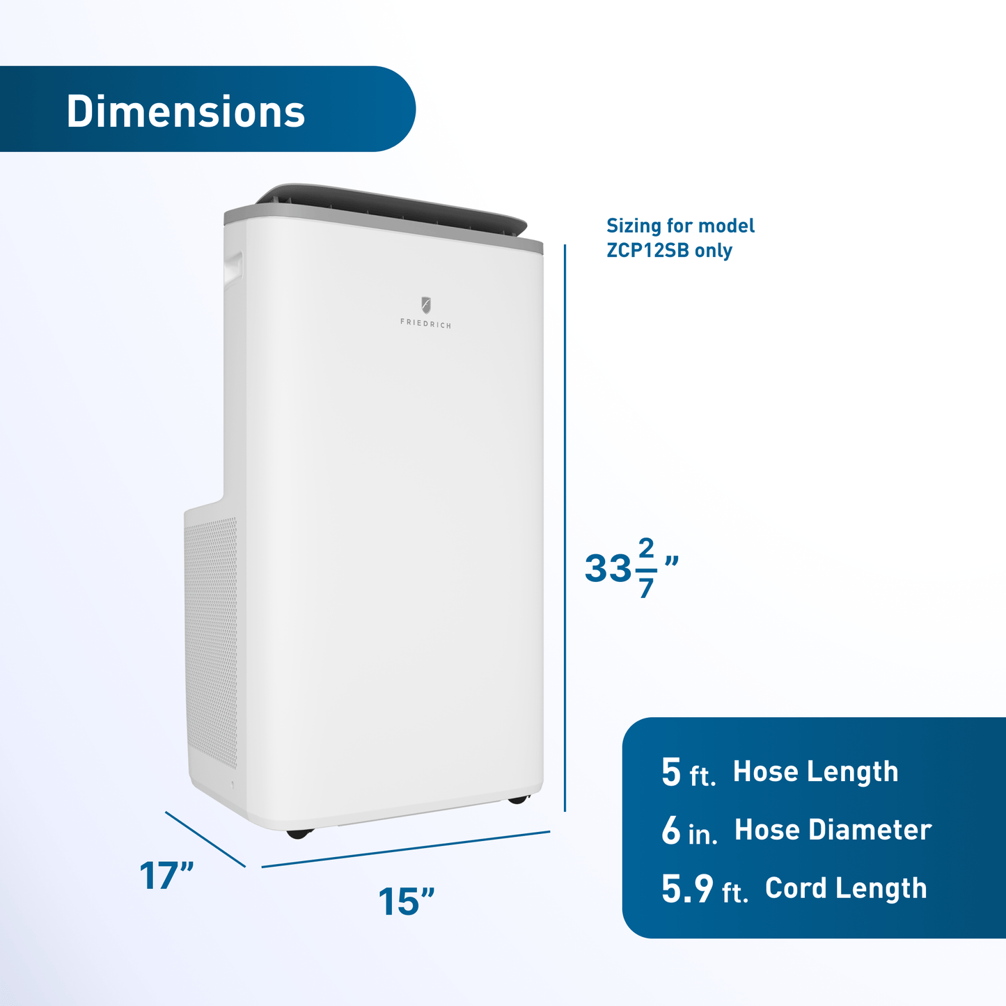 ZCP12SB Friedrich ZoneAire Select 12,000 BTU Single-Hose Smart Portable Air Conditioner
