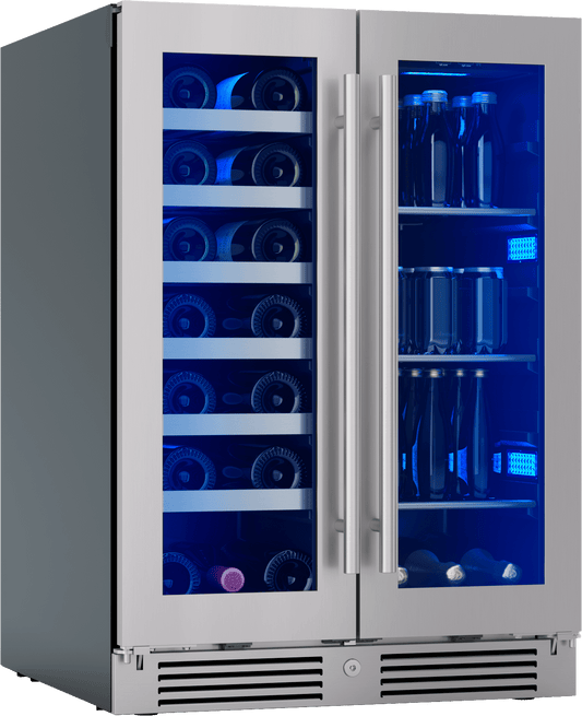 Zephyr PRWB24C32CG Presrv Wine & Bev Cooler, 24in UC, SS+Gls, Fr Dr