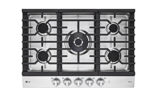 Lg CBGJ3027S 30 Inch Smart Gas Cooktop with UltraHeat™ 22K BTU Dual Burner and LED Knobs