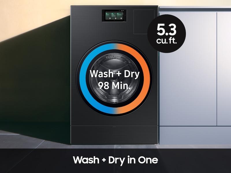 Samsung WD53DBA900HB 5.3 cu. ft. Bespoke AI Laundry Ventless Heat Pump Dryer Combo™ All-in-One Ultra Capacity Washer with AI Home in Brushed Black