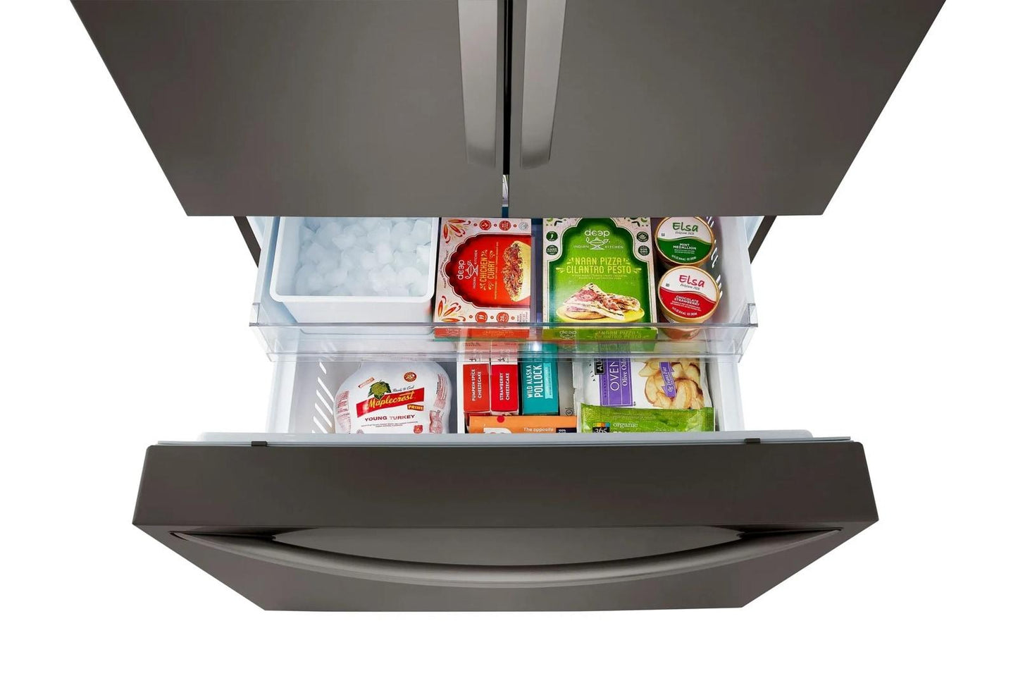 Lg LRFLC2706D 36" Wide, 27 cu ft. 3 Door French Door, C/Depth Refrigerator with Internal Water Dispenser, PrintProof Black Stainless Steel