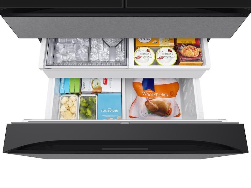 Samsung RF90F29AECR Bespoke 29 cu. ft. 4-Door French Door Refrigerator with AI Family Hub™+ & AI Vision Inside™ in Charcoal Glass and Stainless Steel