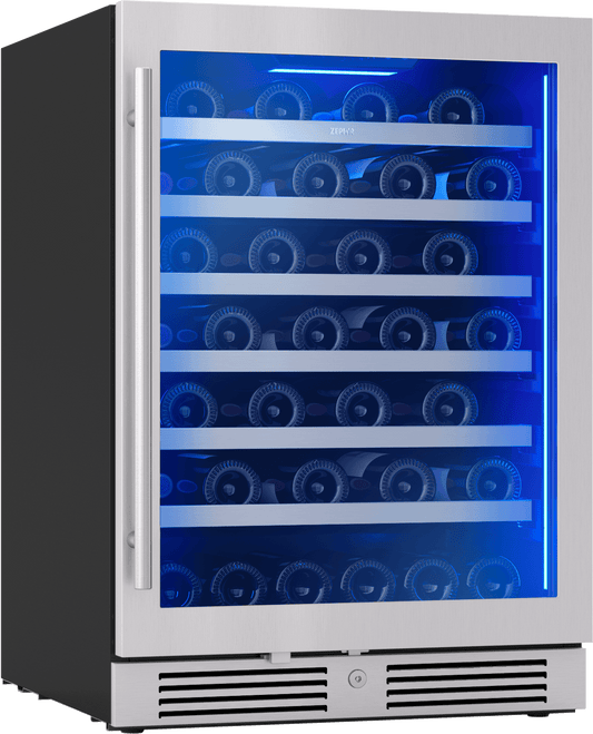 Zephyr PRW24C01CG Presrv Wine Cooler, 24in UC, SS+Gls, Rvs Door, 1Z