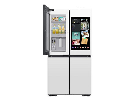 Samsung RF23DB990012 Bespoke Counter Depth 4-Door Flex™ Refrigerator (23 cu. ft.) with AI Family Hub+™ and AI Vision Inside™ in White Glass