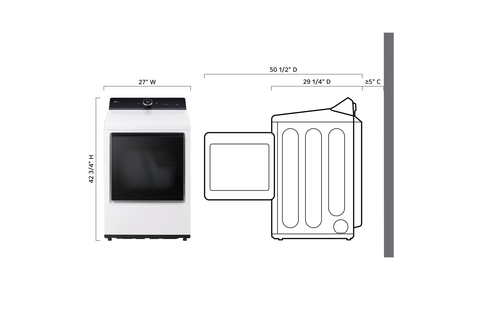 Lg DLGX8601WE 7.3 cu.ft. Ultra Large High Efficiency Gas TurboSteam™ LG EasyLoad™ Door, Wi-Fi Connectivity, White