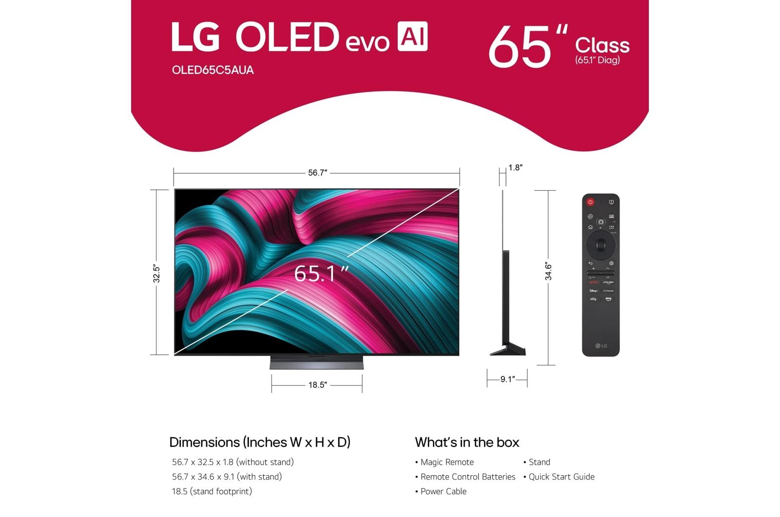 Lg OLED65C5PUA 65 inch Class LG OLED evo AI C5 4K Smart TV 2025
