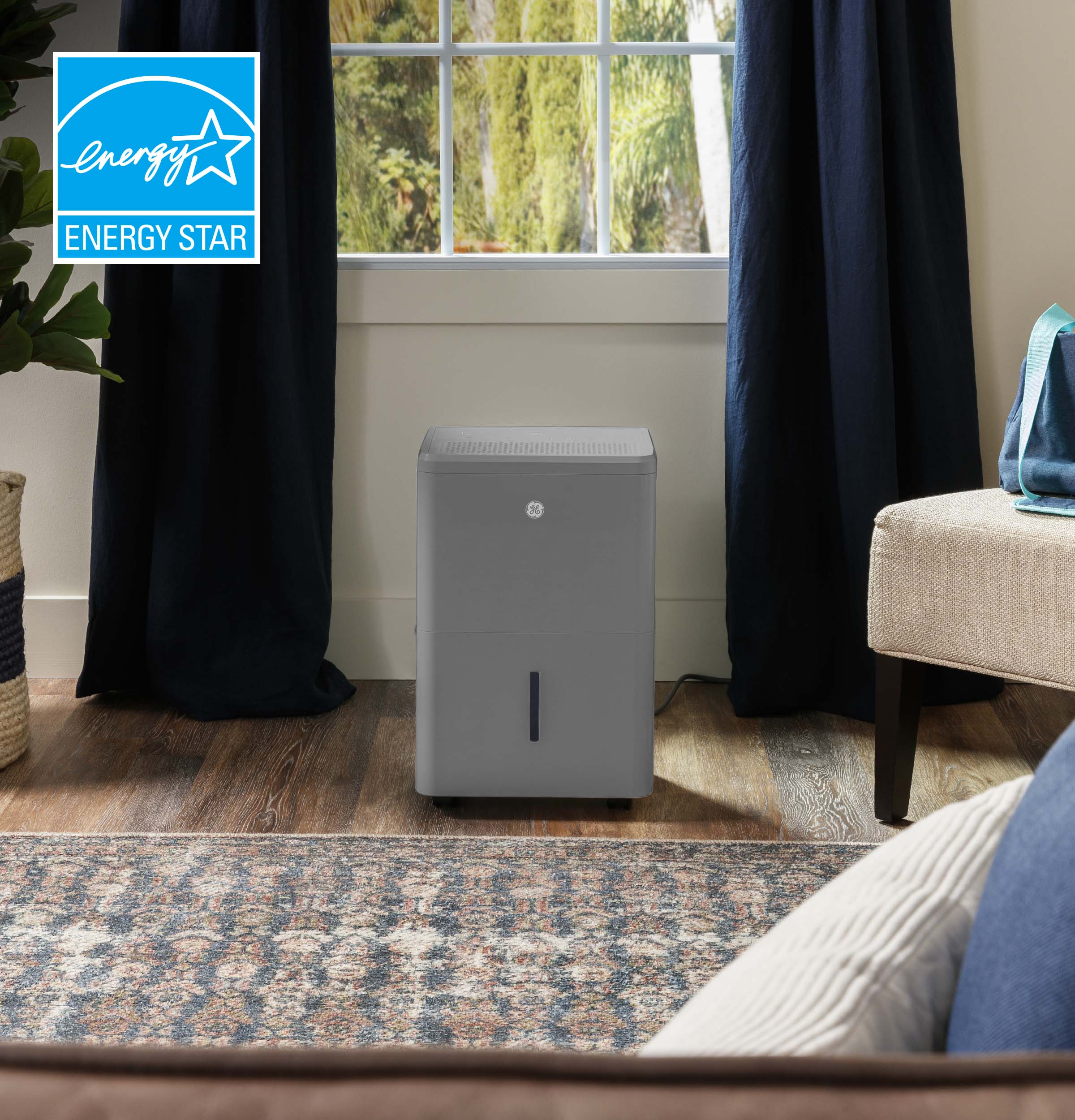 GE® ENERGY STAR® 50 Pint Portable Dehumidifier with Smart Dry for Wet Spaces