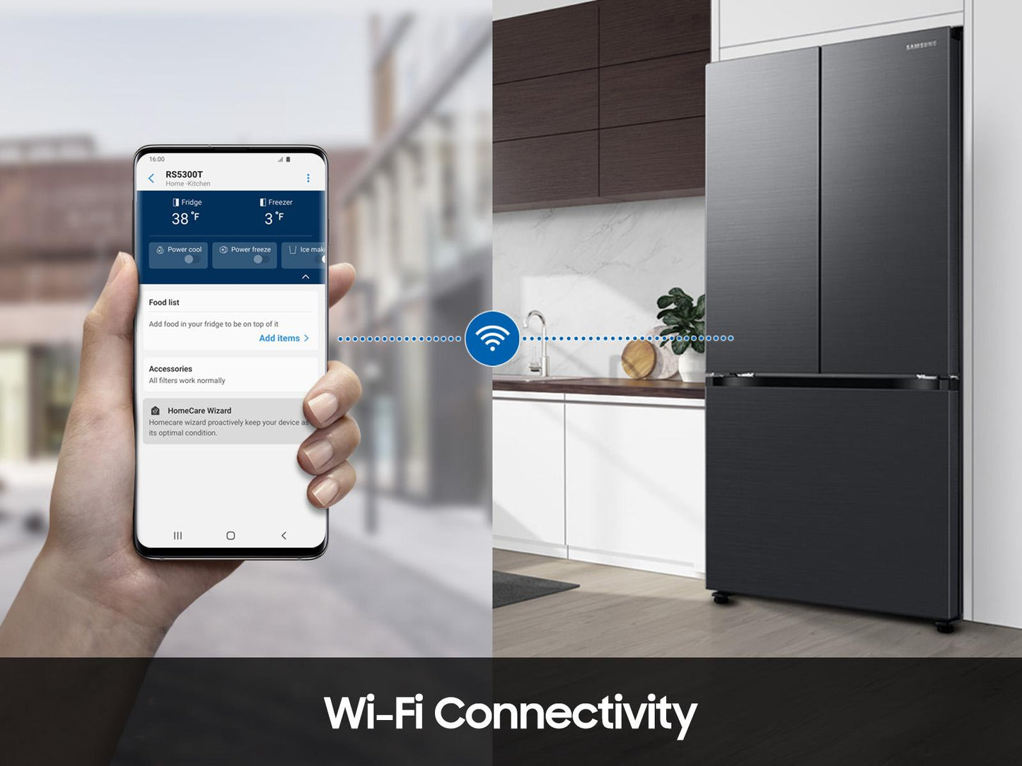 Samsung RF18A5101MT 18 cu. ft. Counter Depth 3-Door French Door Refrigerator in Matte Black Steel