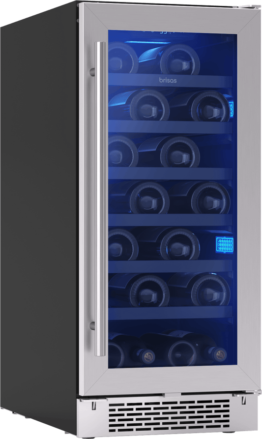 Zephyr BWN15C01AG Brisas Wine Cooler, 15in UC, SS+Gls, Rvs Dr, 1Z