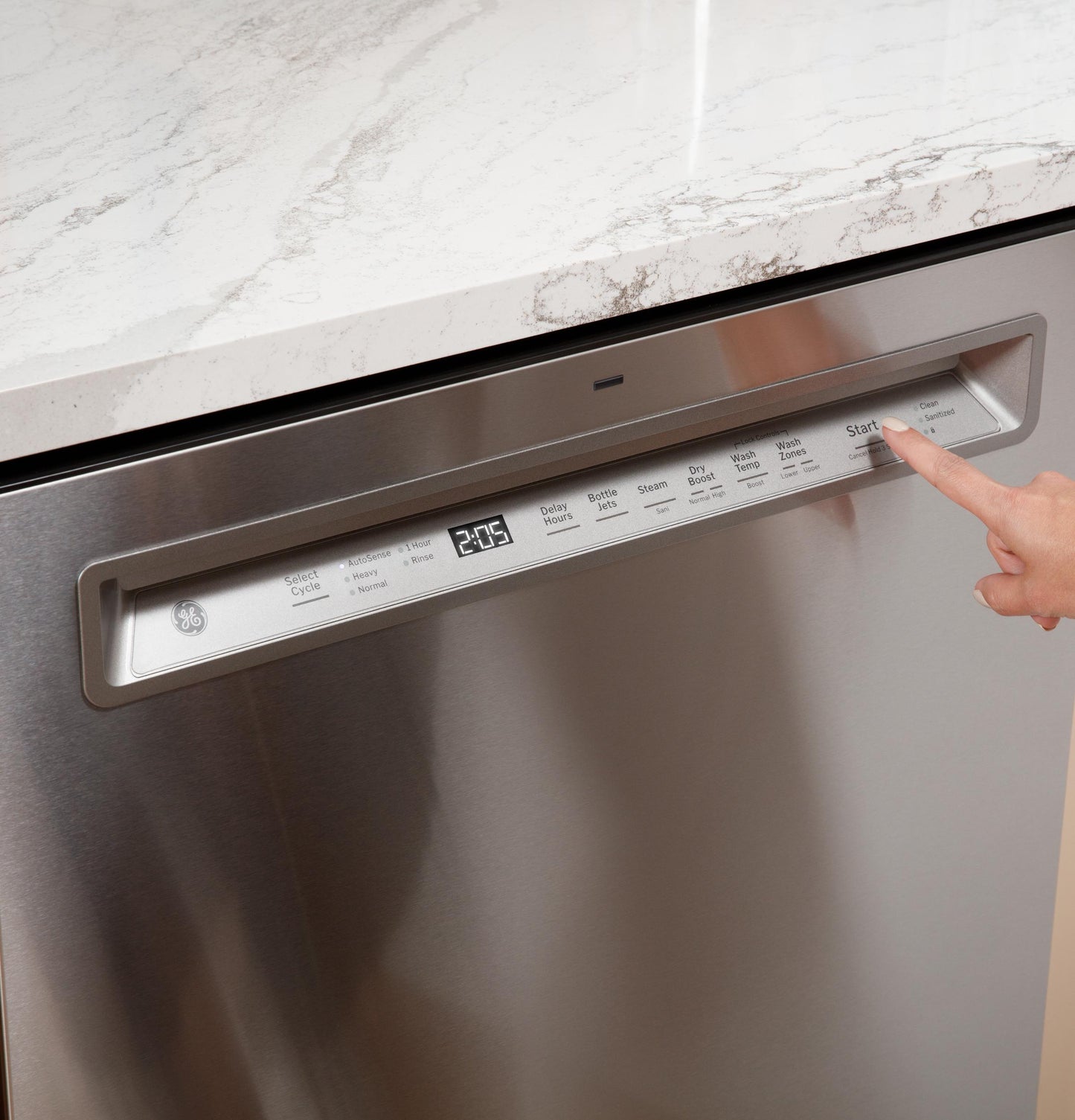 GDF650SYVFS GE® ENERGY STAR® Front Control with Stainless Steel Interior Dishwasher with Sanitize Cycle