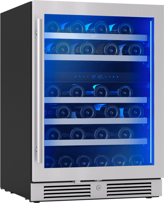 Zephyr PRW24C02CG Presrv Wine Cooler, 24in UC, SS+Gls, Rvs Door, 2Z