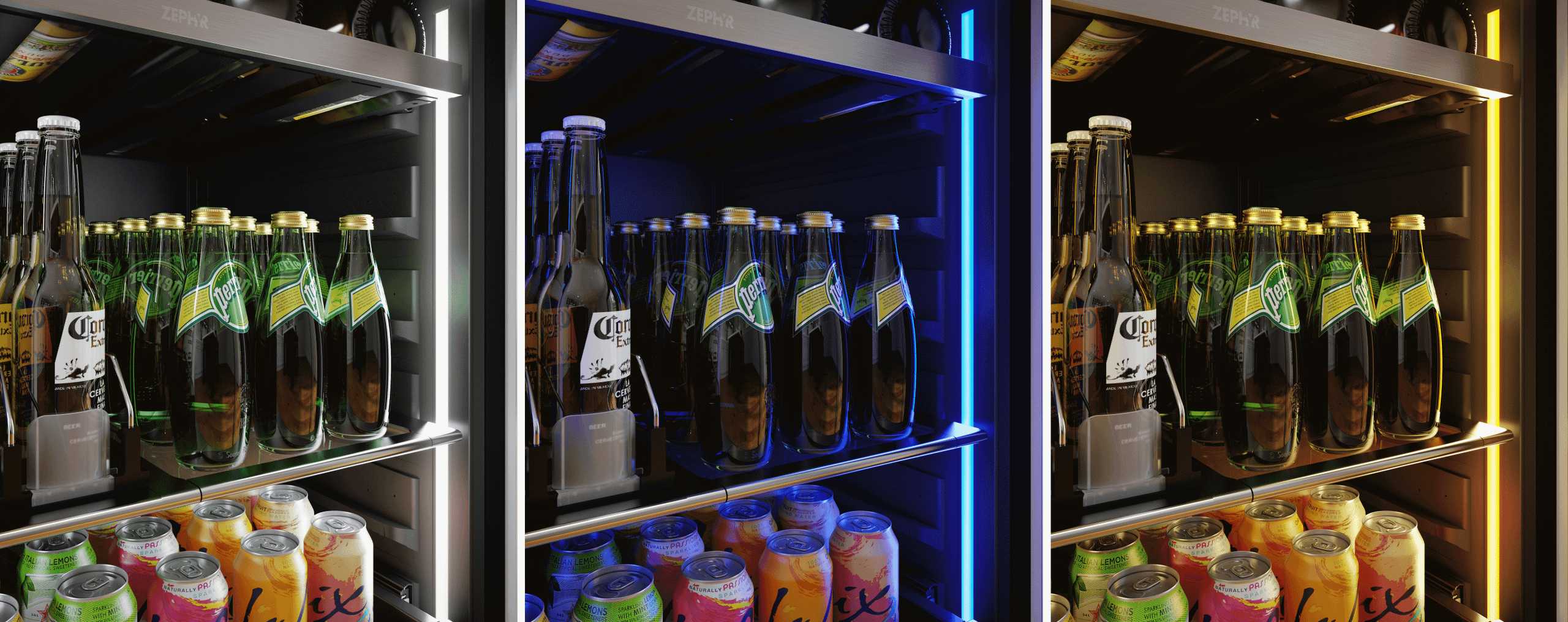 Zephyr PRPB24C01CG Presrv Pro Beverage Cooler, 24in Under Cabinet, SS+Glass, Reverse Door, 1 Zone