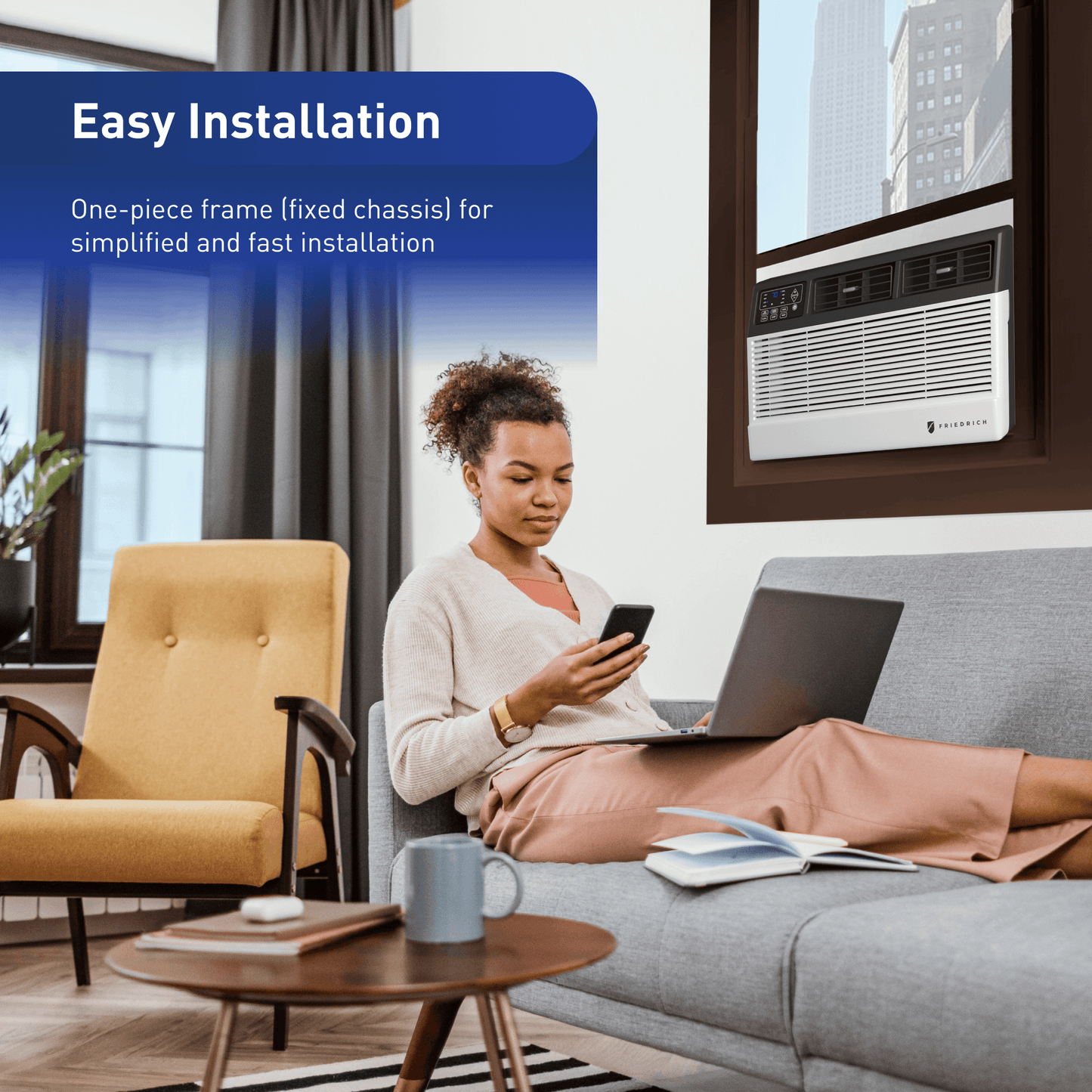 CCW08B10C Friedrich Chill Premier 8,000 BTU 115V Smart Window/Wall Air Conditioner - Cool Only