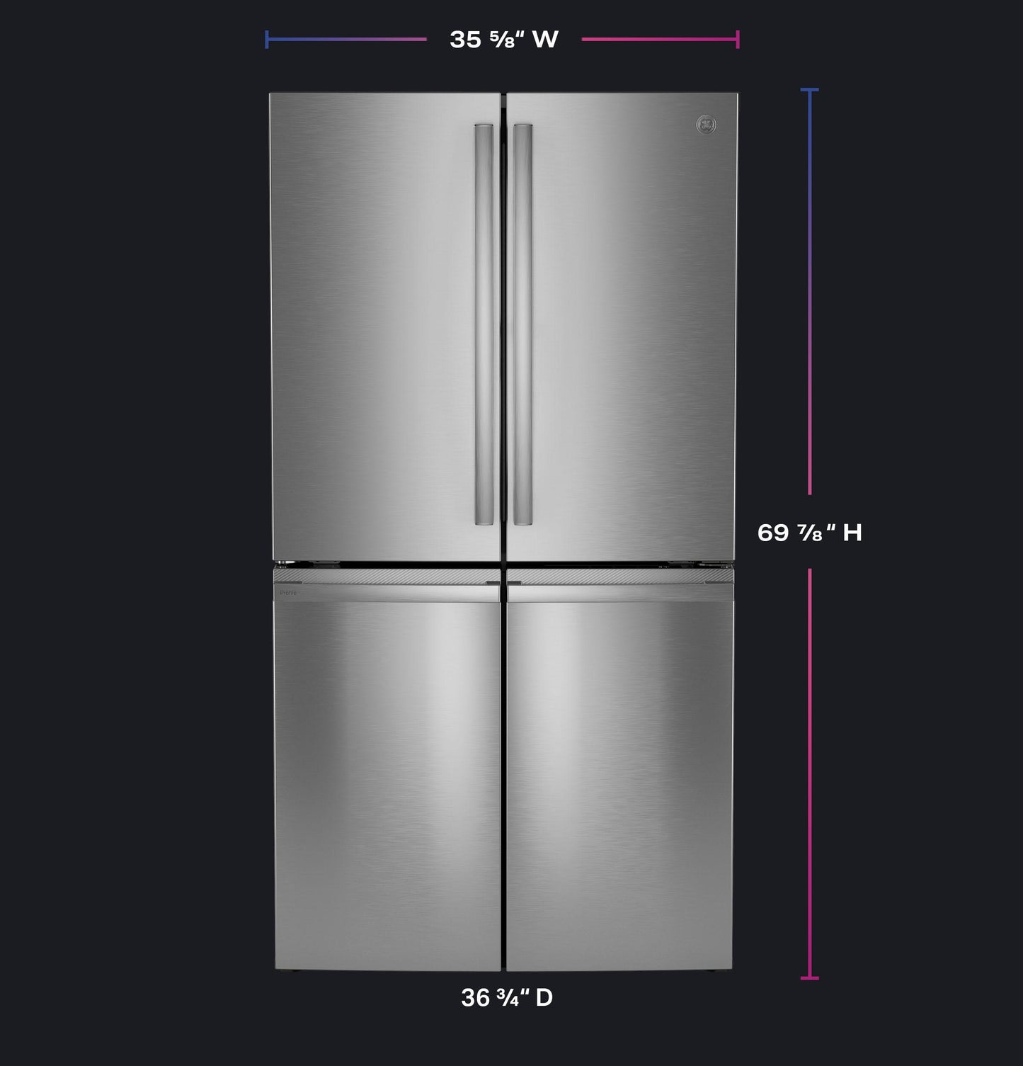 PAE28BYTFS GE Profile™ ENERGY STAR® 28.3 Cu. Ft. Quad-Door Refrigerator with Dual-Dispense AutoFill Pitcher