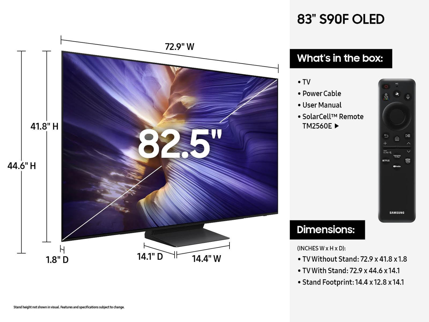 Samsung QN83S90FAEXZA 83" Class OLED S90F 4K Samsung Vision AI Smart TV (2025)