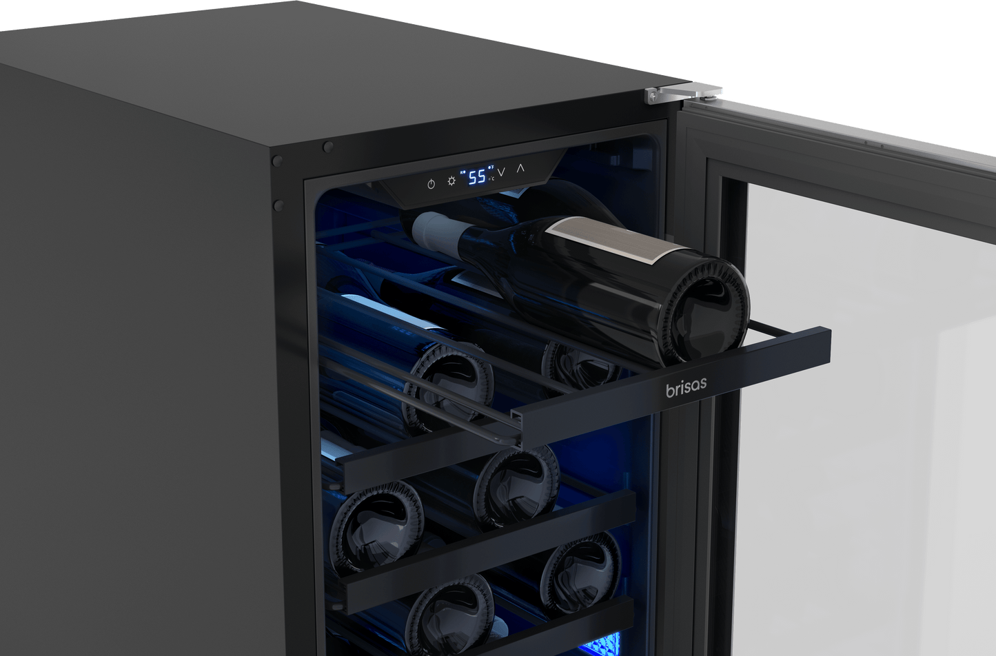 Zephyr BWN15C01AG Brisas Wine Cooler, 15in UC, SS+Gls, Rvs Dr, 1Z