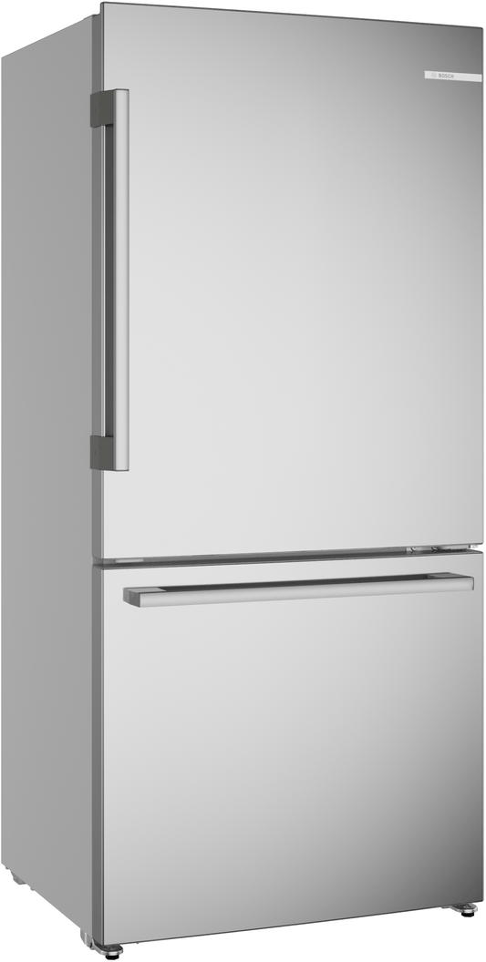 Bosch B33CM10SNS 100 Series, free-standing fridge-freezer with freezer at bottom, Brushed steel (with anti-fingerprint), Total No Frost