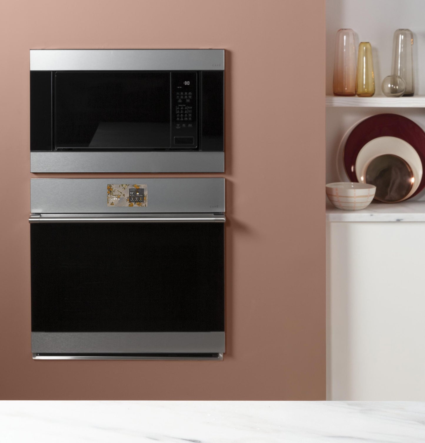 Cafe CTS70DM2ZS5 CAF(EBACK)™ 30" Smart Single Wall Oven with Convection in Platinum Glass