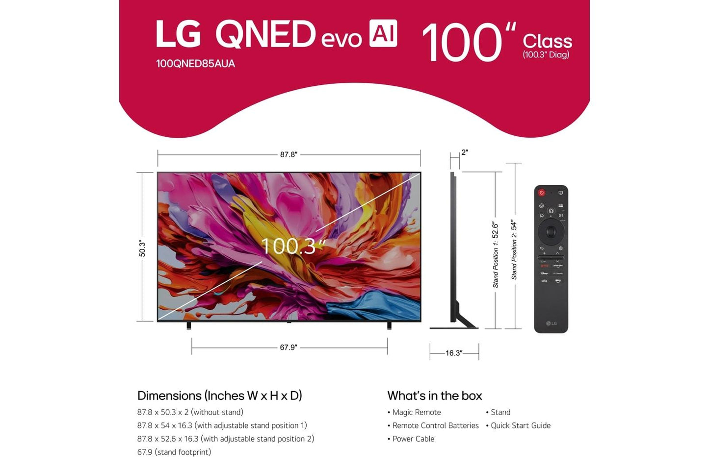 Lg 100QNED85AU 100 Inch Class LG QNED evo AI QNED85A Mini LED 4K Smart TV 2025
