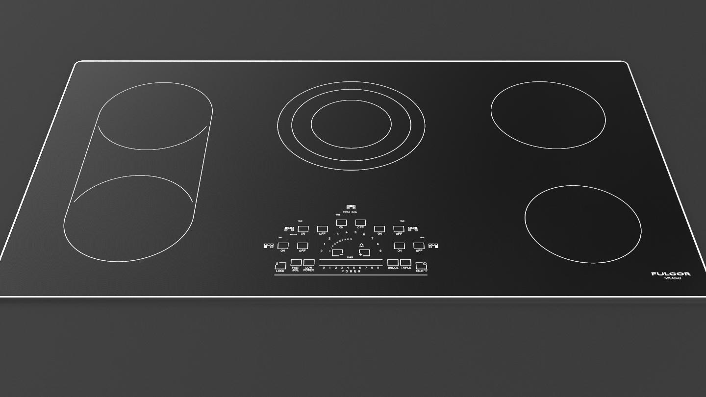 36" RADIANT COOKTOP WITH BRUSHED ALUMINUM TRIM