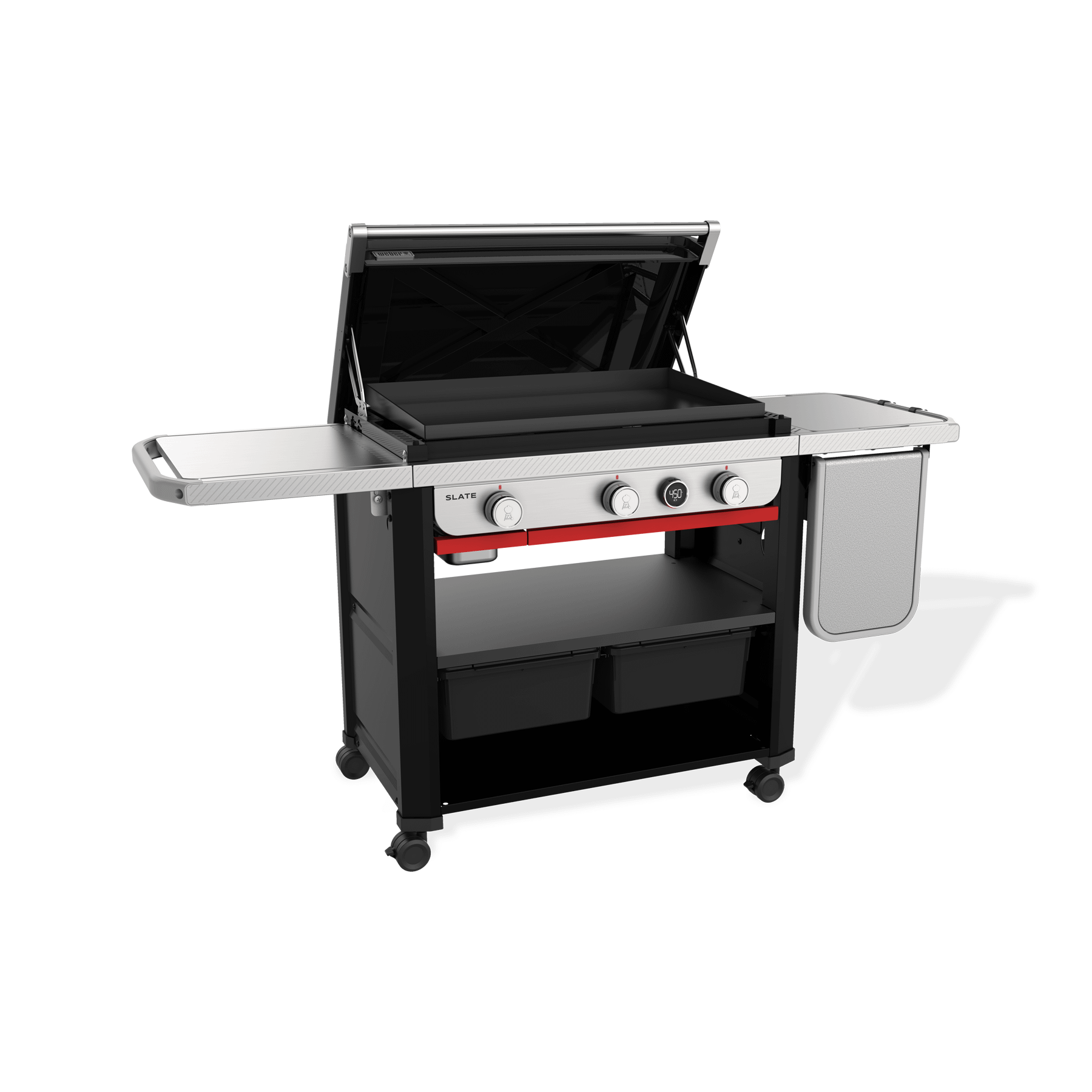 Weber 1500013 Slate® 30" Rust-Resistant Griddle with Extendable Side Table (Liquid Propane) - Black