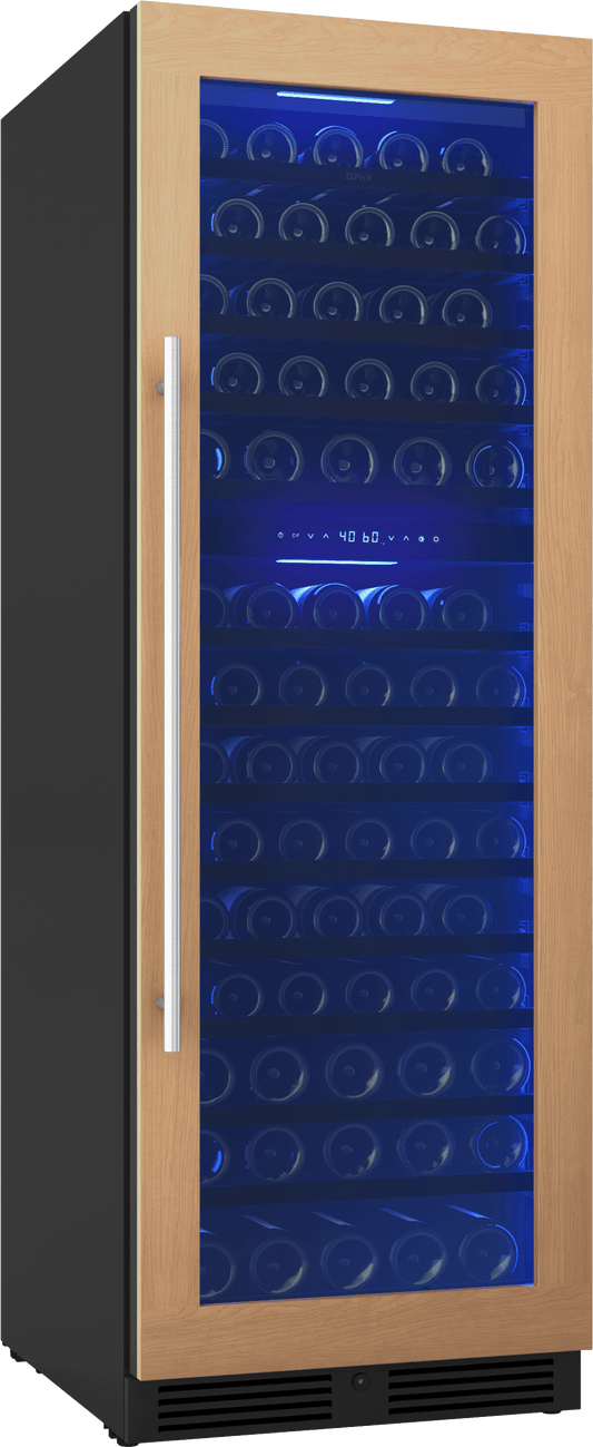 Zephyr PRW24F02CPG Presrv Wine Cooler, 24in Full Size, Panel Ready+Glass, Reversible Door, 2 Zone