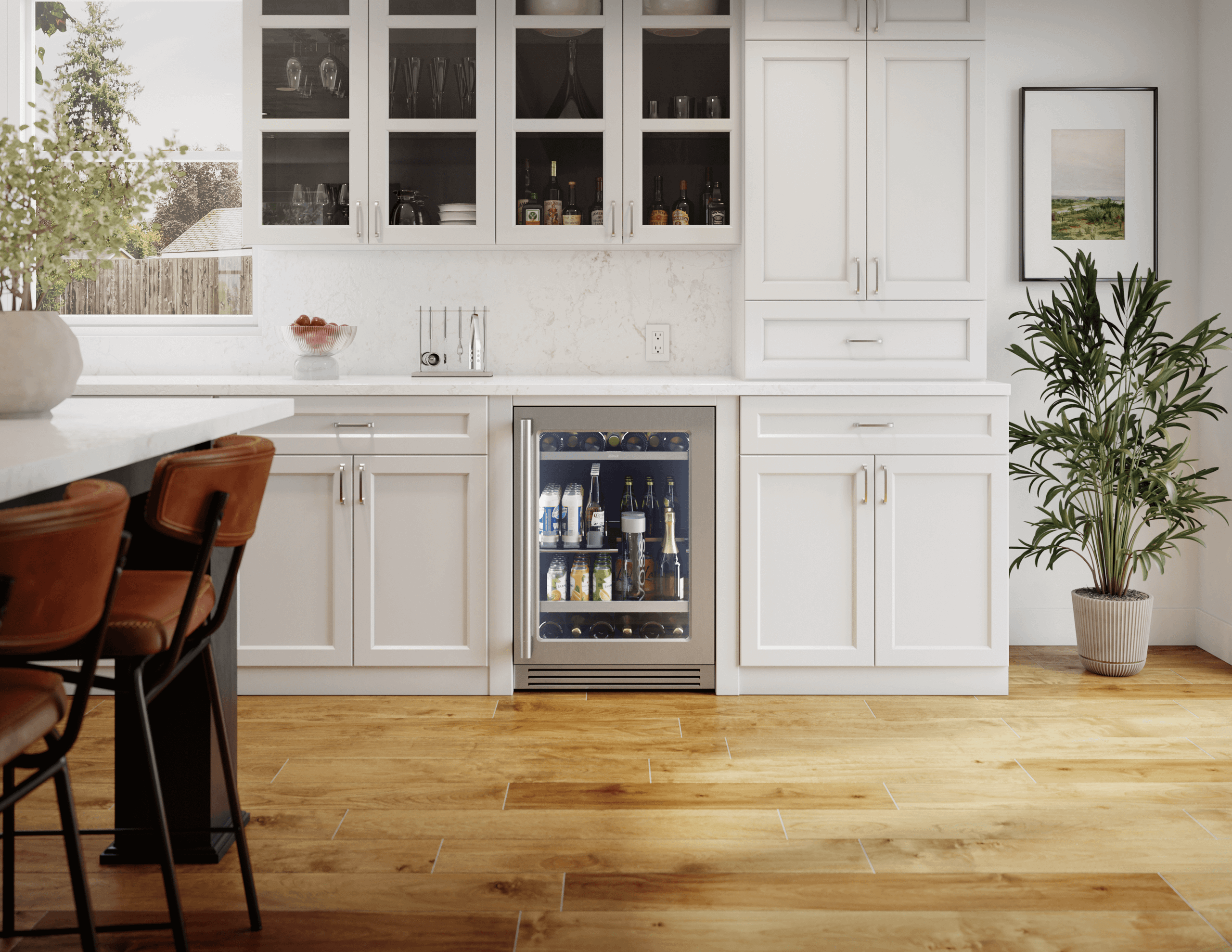 Zephyr PRPB24C01CG Presrv Pro Beverage Cooler, 24in Under Cabinet, SS+Glass, Reverse Door, 1 Zone