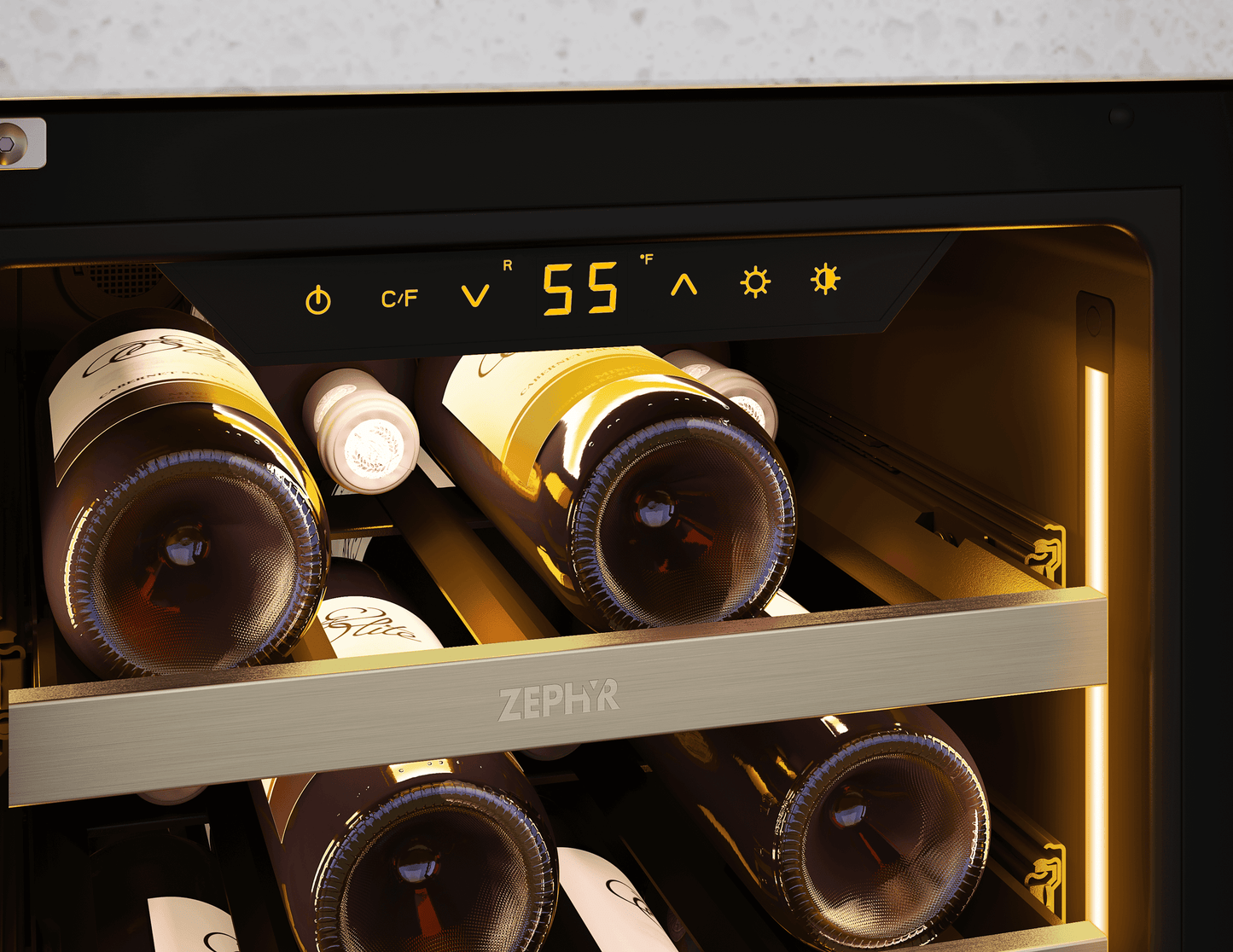 Zephyr PRW15C01CG Presrv Wine Cooler, 15in UC, SS+Gls, Rvs Door, 1Z
