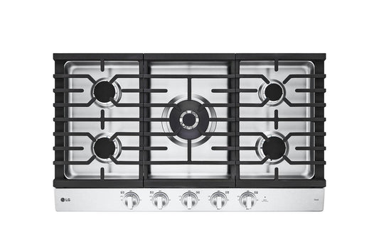 Lg CBGJ3627S 36" Smart Gas Cooktop with UltraHeat™ 22K BTU Dual Burner and LED Knobs