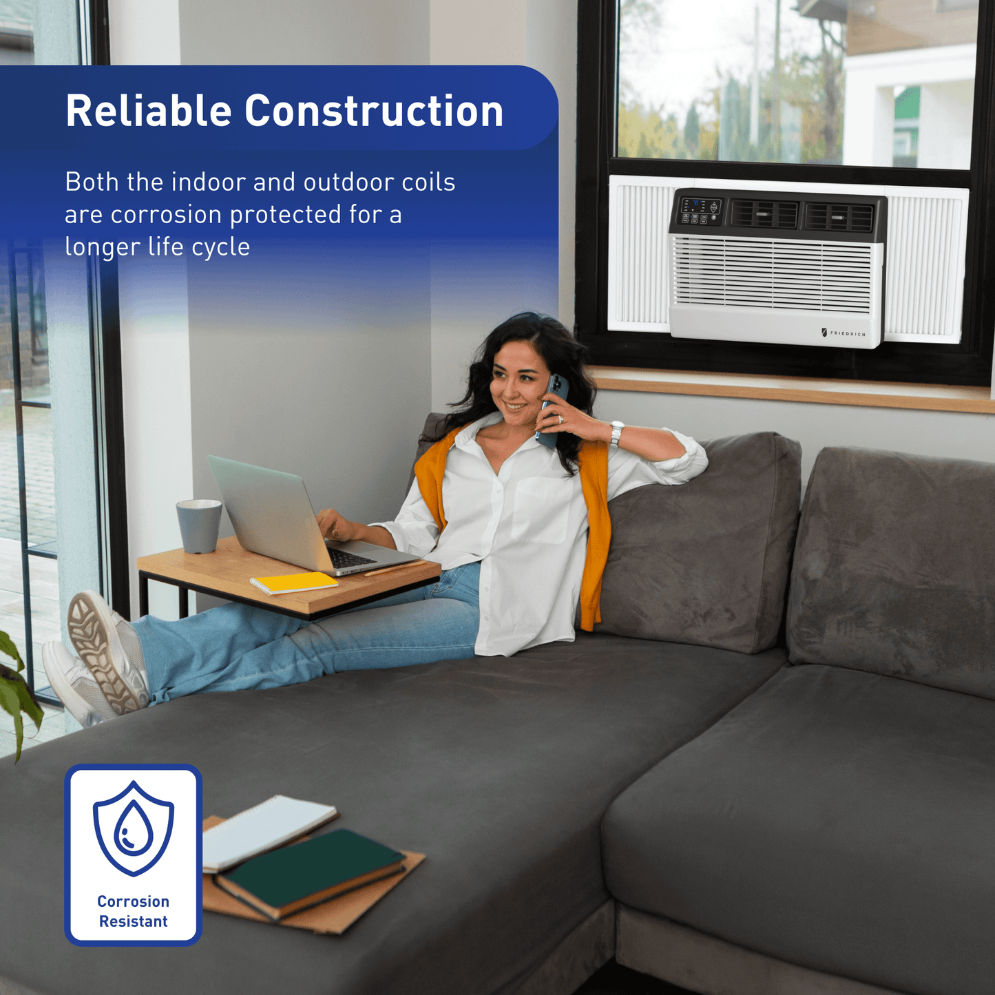 CCW08B10C Friedrich Chill Premier 8,000 BTU 115V Smart Window/Wall Air Conditioner - Cool Only