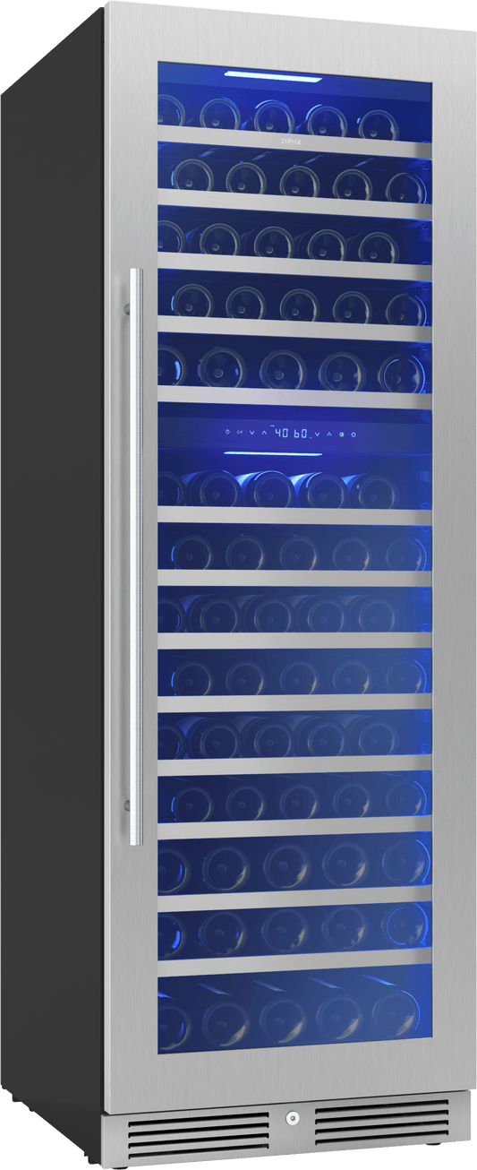 Zephyr PRW24F02CG Presrv Wine Cooler, 24in Full Size, SS+Glass, Reversible Door, 2 Zone
